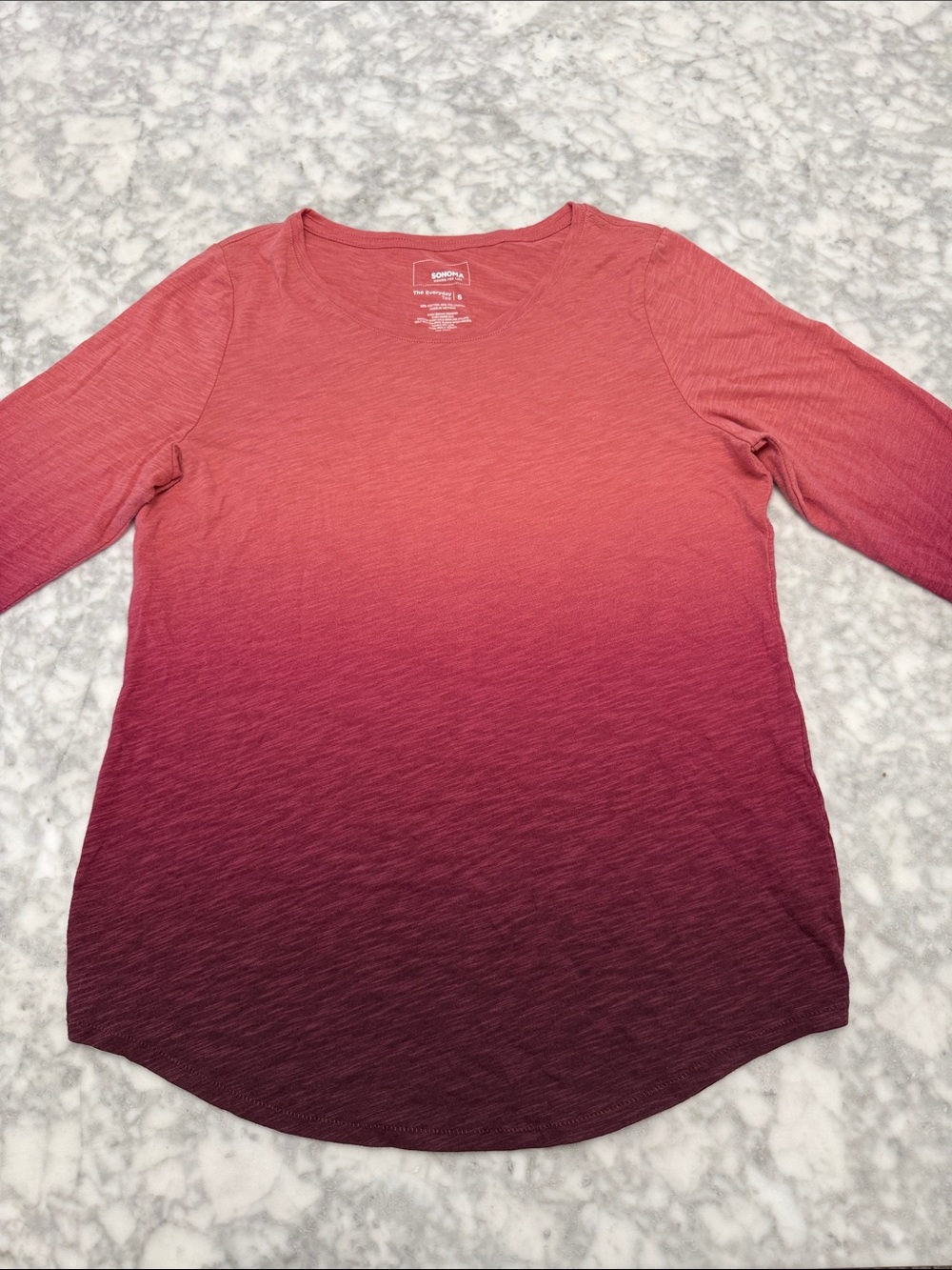 Sonoma Ombre Coral to Berry Long Sleeve Tee